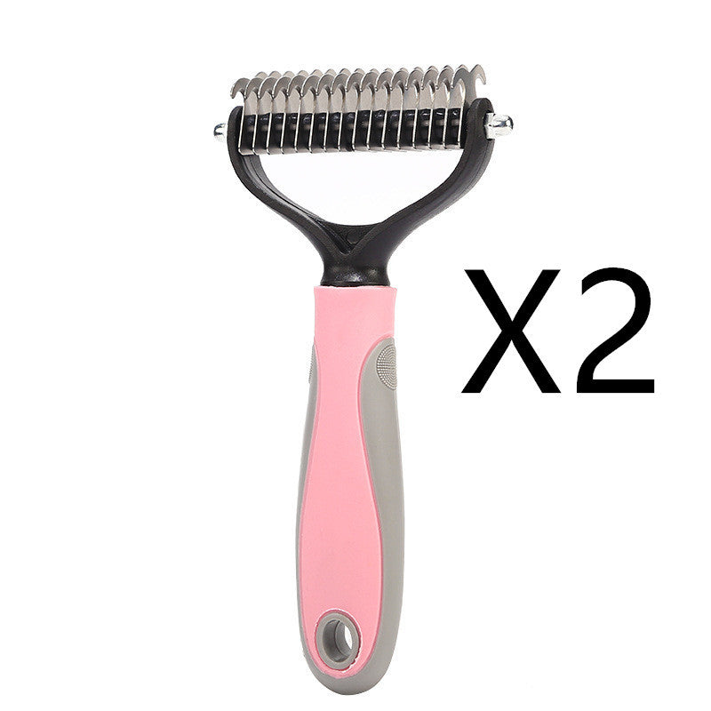 Stainless Double-sided Pet Brush Hair Removal Comb Grooming Dematting Dog Grooming Shedding Tools